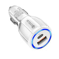 USB-A + USB-C car charger - PD 18 W, QC 3.0