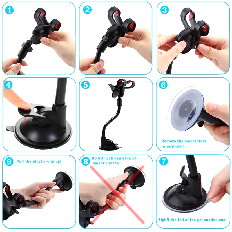360 Rotate Car Phone Holder - Windshield Cell Phone Support